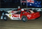1991 - Nick driving the Nicholson Chev Monte Carlo NASCAR in the rain at the Thunderdome Victoria