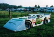 1989 - Nick gets to grips with a left hand drive late model at Brownstown Speedway Indiana USA